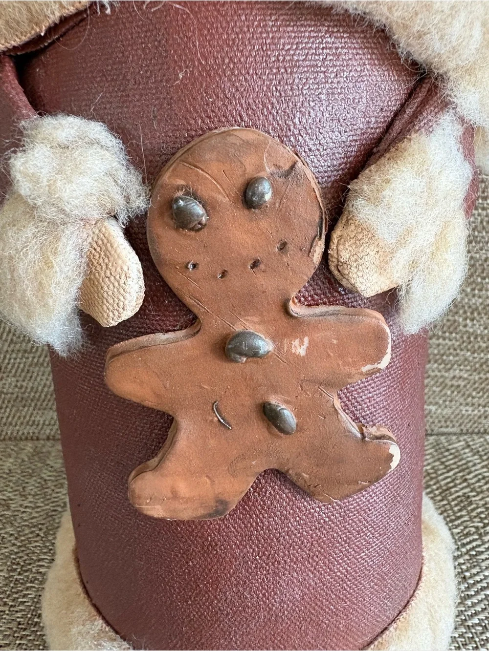 Handmade Primitive Style Folk Art Santa Claus Figurine 1992 Gingerbread Xmas
